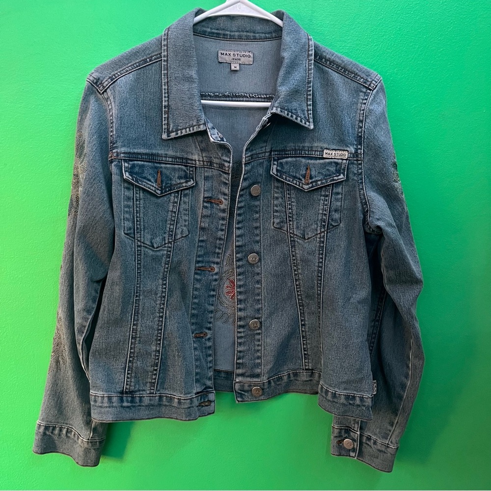Max studio embroidered Jean jacket